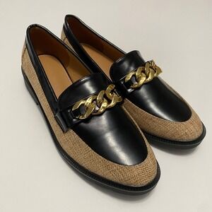 Women's Leather Raffia Loafers Academia Heritage Old Money Preppy Parisian